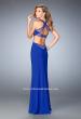 Picture of: V Neckline Long Prom Dress with Side Cut Outs in Blue, Style: 22240, Back Picture