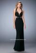 Picture of: V Neckline Long Prom Dress with Side Cut Outs in Black, Style: 22240, Detail Picture 2