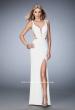 Picture of: Long Strappy Jersey Gown with Side Leg Slit in White, Style: 22245, Detail Picture 1