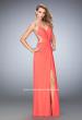 Picture of: Crystal Embellished Long Prom Gown with Gathers in Orange, Style: 22248, Main Picture