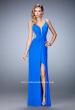 Picture of: Crystal Embellished Long Prom Gown with Gathers in Blue, Style: 22248, Detail Picture 1