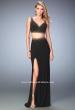 Picture of: V Neckline Two Piece Jersey Dress with Studs and Slit in Black, Style: 22249, Main Picture