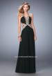 Picture of: Racer Back Long Prom Dress with Gold Embroidery in Black, Style: 22252, Detail Picture 2