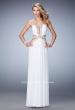 Picture of: Racer Back Long Prom Dress with Gold Embroidery in White, Style: 22252, Detail Picture 4