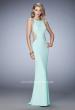 Picture of: Metallic Floral Embellished Long Jersey Prom Dress in Blue, Style: 22257, Main Picture