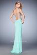 Picture of: Metallic Floral Embellished Long Jersey Prom Dress in Blue, Style: 22257, Back Picture