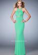 Picture of: Geo Cut Jersey Prom Dress with Sheer Racer Back in Green, Style: 22259, Detail Picture 1