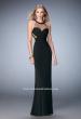 Picture of: Long Racer Back Prom Dress with Illusion Neckline in Black, Style: 22265, Detail Picture 1