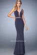 Picture of: Deep V and Racer Back Jersey Prom Dress with Beading in Silver, Style: 22267, Main Picture