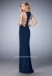 Picture of: Deep V and Racer Back Jersey Prom Dress with Beading in Blue, Style: 22267, Back Picture