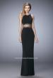 Picture of: Faux Two Piece Gown with Sheer Paneled Back and Beads in Black, Style: 22272, Detail Picture 1