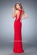 Picture of: Panel Design Long Jersey Prom Dress in Red, Style: 22274, Back Picture
