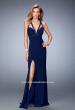 Picture of: Embellished Prom Gown with Crystal Straps and Cut Outs in Blue, Style: 22284, Back Picture