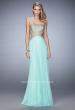 Picture of: Chiffon Prom Dress with Cut Outs and Gold Stud Detail in Blue, Style: 22285, Detail Picture 1