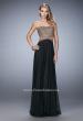 Picture of: Chiffon Prom Dress with Cut Outs and Gold Stud Detail in Black, Style: 22285, Detail Picture 3