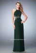Picture of: Net Prom Gown with Sheer Cutout Detail and Gathering in Green, Style: 22286, Main Picture