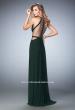 Picture of: Net Prom Gown with Sheer Cutout Detail and Gathering in Green, Style: 22286, Back Picture