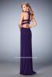 Picture of: Jersey Prom Dress with Strappy Back, Cut Outs, and Train in Purple, Style: 22287, Back Picture