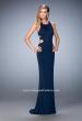 Picture of: Jersey Prom Dress with Strappy Back, Cut Outs, and Train in Blue, Style: 22287, Detail Picture 1