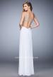 Picture of: Rhinestone Embellished Net Gown with Cut Outs in White, Style: 22304, Back Picture