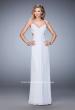 Picture of: Rhinestone Embellished Net Gown with Cut Outs in White, Style: 22304, Detail Picture 1