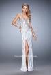 Picture of: Open Back Long Prom Dress with Side Leg Slit in White, Style: 22305, Detail Picture 1