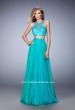 Picture of: Two Piece Chiffon Gown with Illusion Neckline and Pockets in Green, Style: 22308, Detail Picture 1