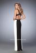 Picture of: Open Back Jersey Gown with Side Cut Outs and Slit in Black, Style: 22310, Back Picture
