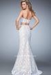 Picture of: Two Piece Lace Gown with Mermaid Skirt and Corset Top in White, Style: 22311, Back Picture