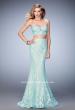 Picture of: Two Piece Lace Gown with Mermaid Skirt and Corset Top in Blue, Style: 22311, Detail Picture 2