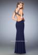 Picture of: Modern Open Back Dress with Silver Stud Detail in Blue, Style: 22315, Back Picture