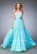 Picture of: Long Prom Dress with Crystals, Pearls, and Pockets in Blue, Style: 22318, Main Picture
