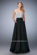 Picture of: Long Prom Dress with Crystals, Pearls, and Pockets in Black, Style: 22318, Detail Picture 3