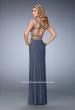 Picture of: Two Piece Prom Dress with Slit and Metallic Stud Detail in Silver, Style: 22319, Back Picture