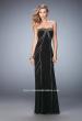 Picture of: Gold Stud Patterned Long Prom Dress with Open Back in Black, Style: 22321, Detail Picture 1