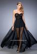 Picture of: Chiffon Prom Gown with Sheer Lace Bodice and Shorts in Black, Style: 22324, Main Picture