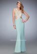 Picture of: Racer Back Jersey Prom Dress with Gold Embroidery in Green, Style: 22325, Main Picture