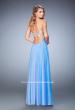 Picture of: Long Chiffon Prom Dress with Open Back and Silver Beads in Blue, Style: 22334, Back Picture