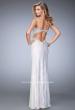 Picture of: Lace Gown with Pearl and Crystal Detail and Side Slit in White, Style: 22335, Back Picture
