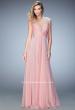 Picture of: Long Chiffon Prom Dress with Gathered Bodice and Skirt in Pink, Style: 22338, Detail Picture 1