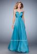 Picture of: Long Chiffon Prom Dress with Gathered Bodice and Skirt in Blue, Style: 22338, Detail Picture 2
