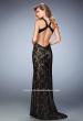 Picture of: High Neck Lace Prom Gown with Cut Outs and Open Back in Black, Style: 22341, Back Picture