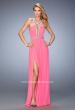 Picture of: Crystal Encrusted Prom Gown with Side Leg Slit in Pink, Style: 22347, Main Picture