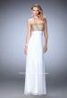 Picture of: Open Back Chiffon Prom Dress with Gold Stud Pattern in White, Style: 22359, Detail Picture 1