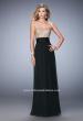 Picture of: Open Back Chiffon Prom Dress with Gold Stud Pattern in Black, Style: 22359, Detail Picture 3