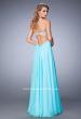 Picture of: Empire Waist Prom Dress with Crystal and Pearl Bodice in Blue, Style: 22363, Back Picture
