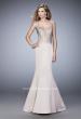 Picture of: Satin Mermaid Gown with Open Back and Cascading Beads in Nude, Style: 22365, Detail Picture 1