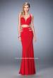 Picture of: Long Two Piece Mermaid Gown with Strappy Back in Red, Style: 22367, Detail Picture 1