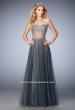 Picture of: A Line Tulle Prom Gown with Corset Bodice and Studs in Silver, Style: 22369, Main Picture