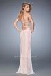 Picture of: Lace Prom Gown with Beaded Straps and Open Back in Pink, Style: 22371, Back Picture